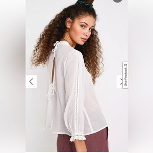 Urban Outfitters White Sheer Blouse Size Large
